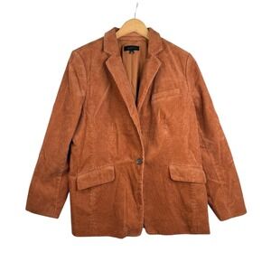 Talbots Womens Brown Corduroy Blazer Size 16 Single Button